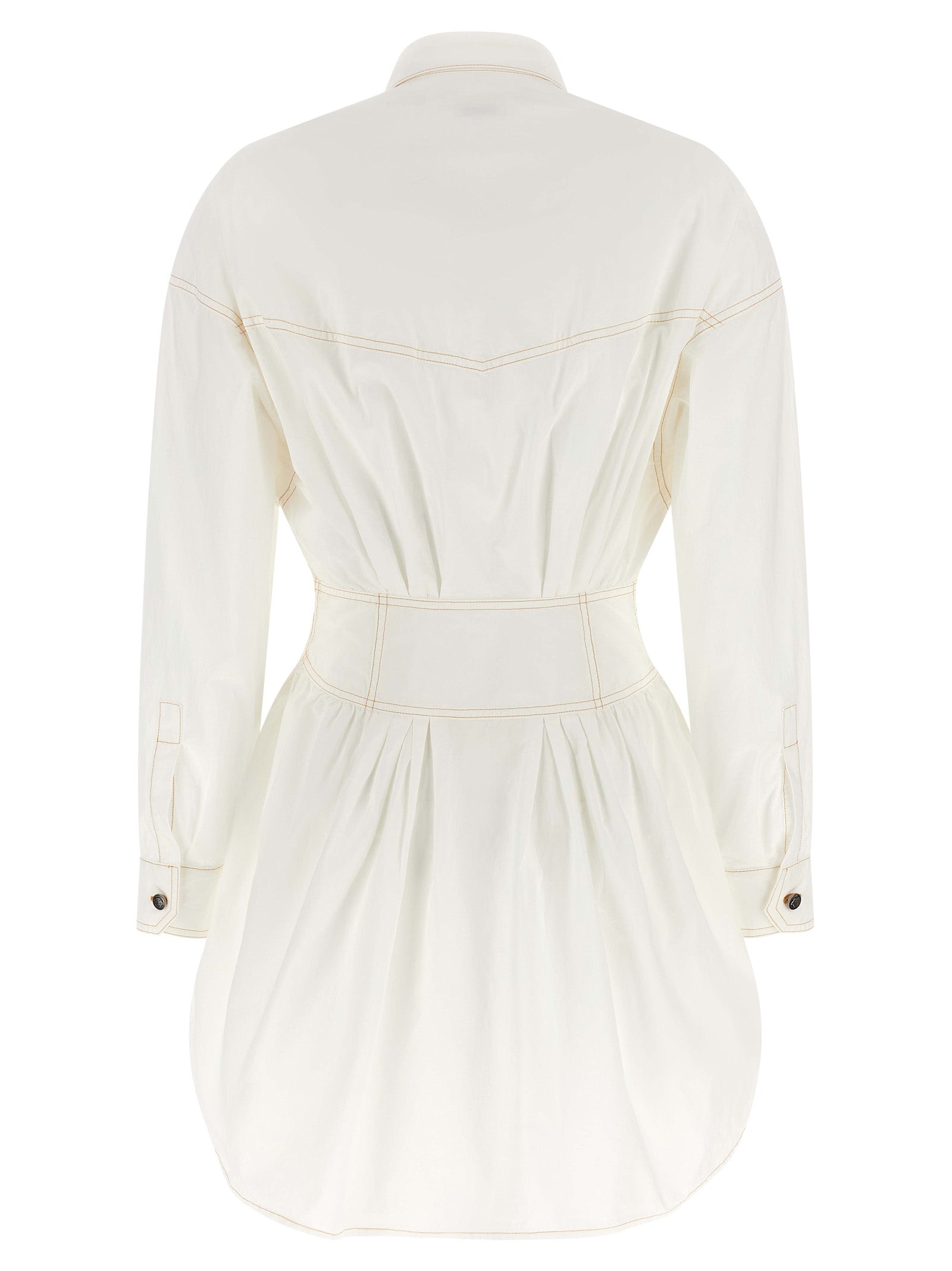 Dress by Versace for women in cotton white features an magnificent silhouette, artfully detailed with a magnificent and that flows into an magnificent short.