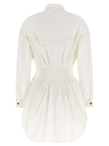 Dress by Versace for women in cotton white features an magnificent silhouette, artfully detailed with a magnificent and that flows into an magnificent short.
