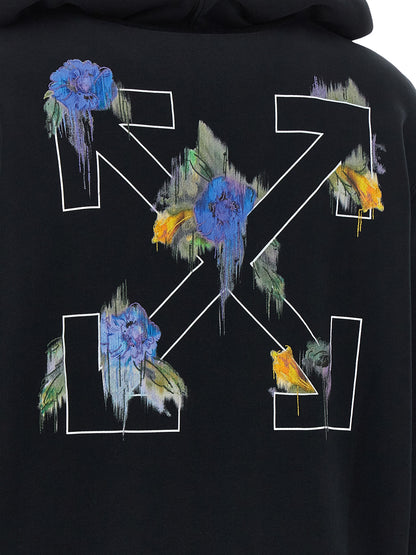 Sweatshirt Hoodie by Off-White for women in cotton black, white, patterned, floral & print features an avant-garde silhouette, showcasing a sophisticated and detail for a truly avant-garde finish.