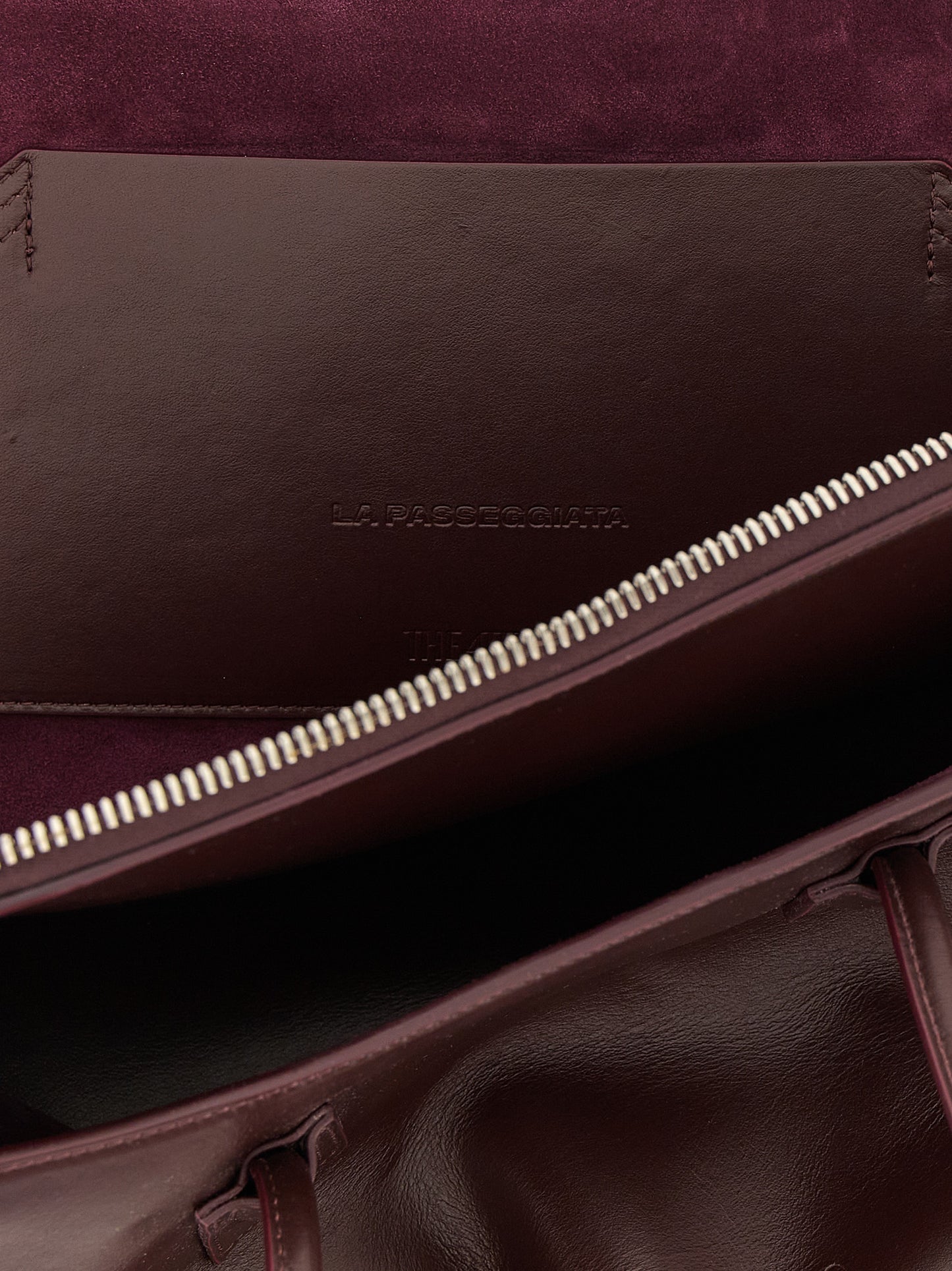 Medium Shoulder Bag by The Attico for women in calf leather plum, purple & silver features a stately silhouette, showcasing a secure zipper, ample , and stately shoulder-strap & handle for a stately finish.