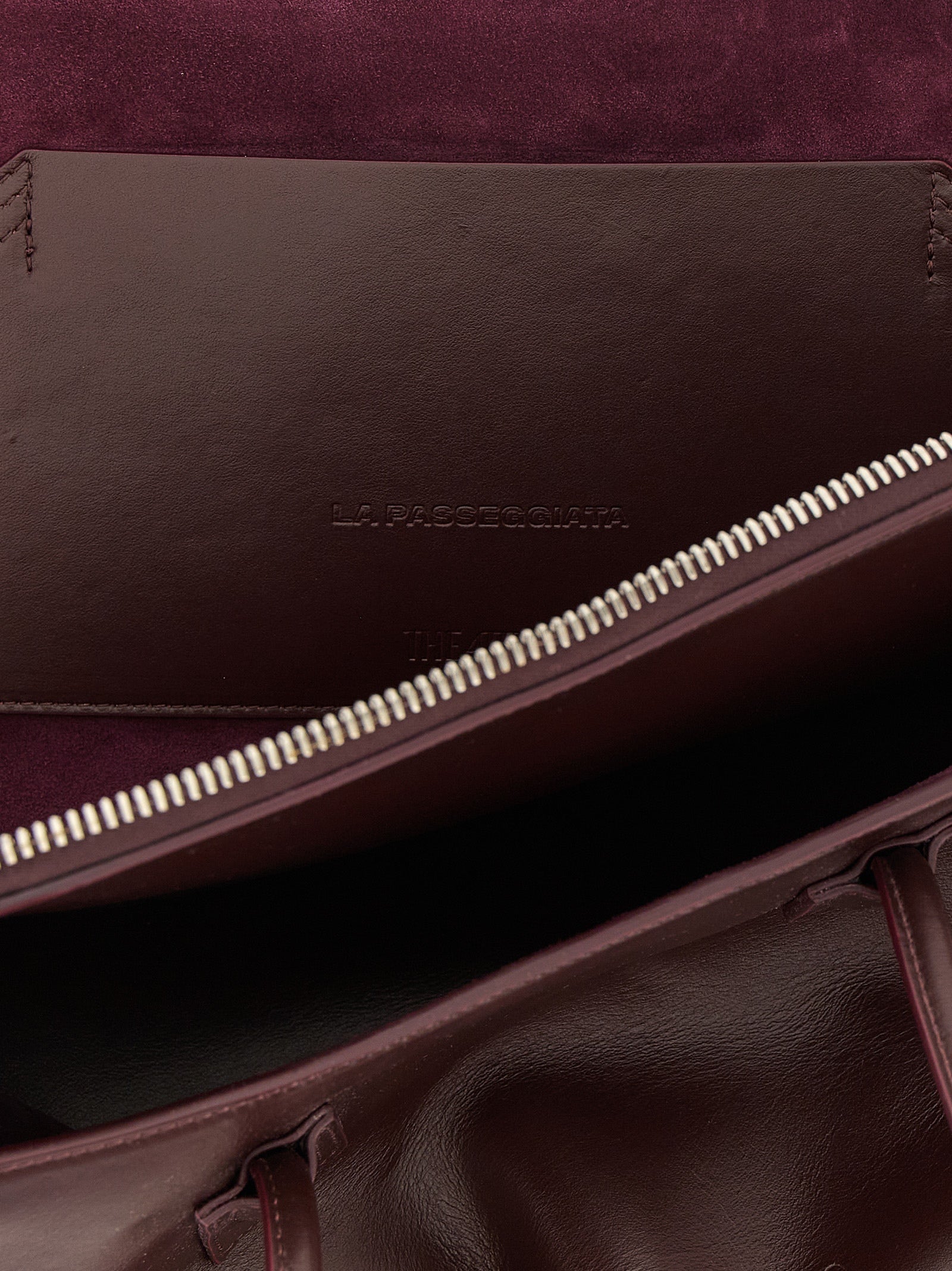 Medium Shoulder Bag by The Attico for women in calf leather plum, purple & silver features a stately silhouette, showcasing a secure zipper, ample , and stately shoulder-strap & handle for a stately finish.