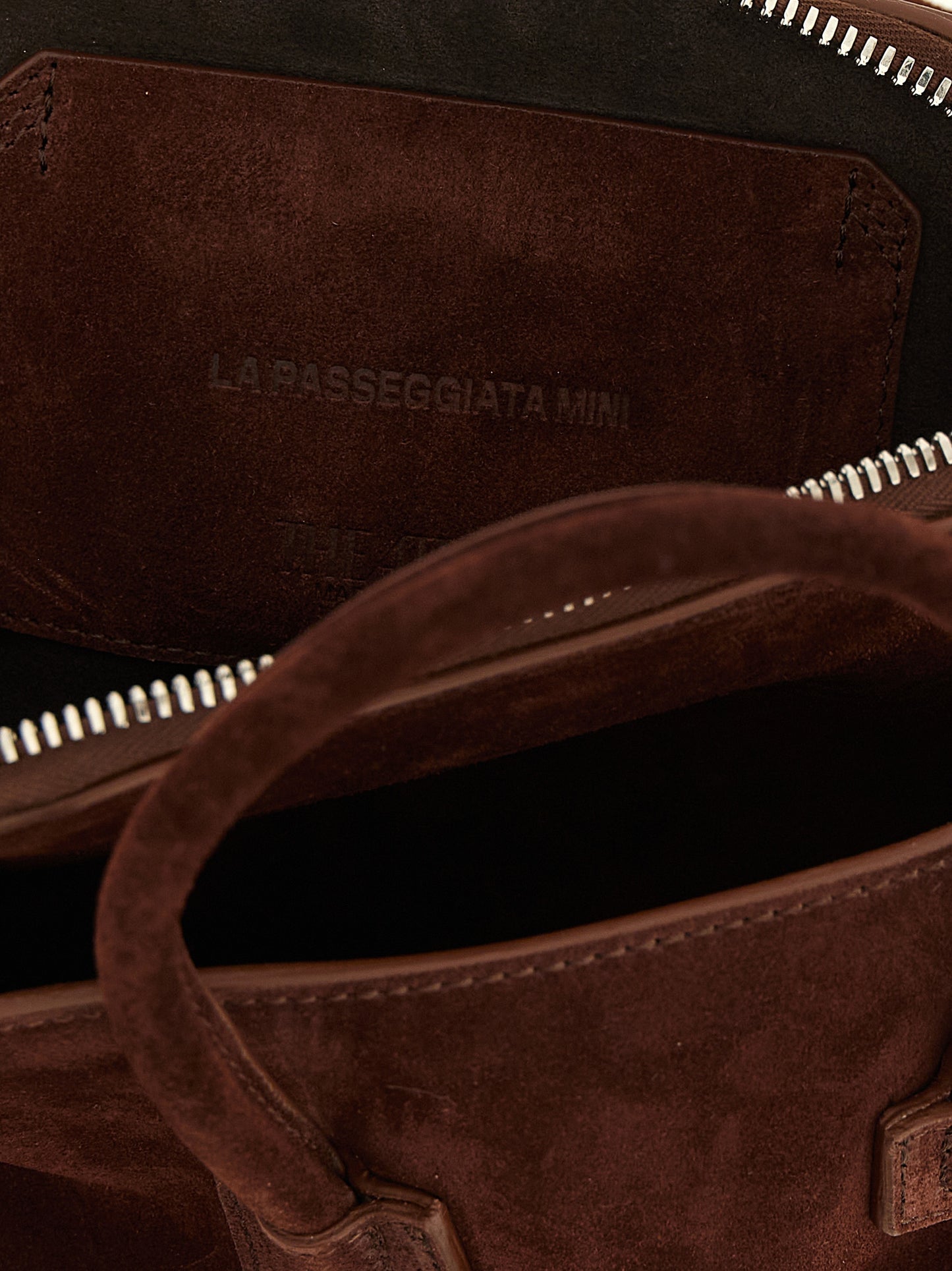 Mini Handbag by The Attico for women in suede leather brown & silver features a refined silhouette, showcasing a secure zipper, organized , and versatile shoulder-strap, detachable-strap & handle for a refined finish.