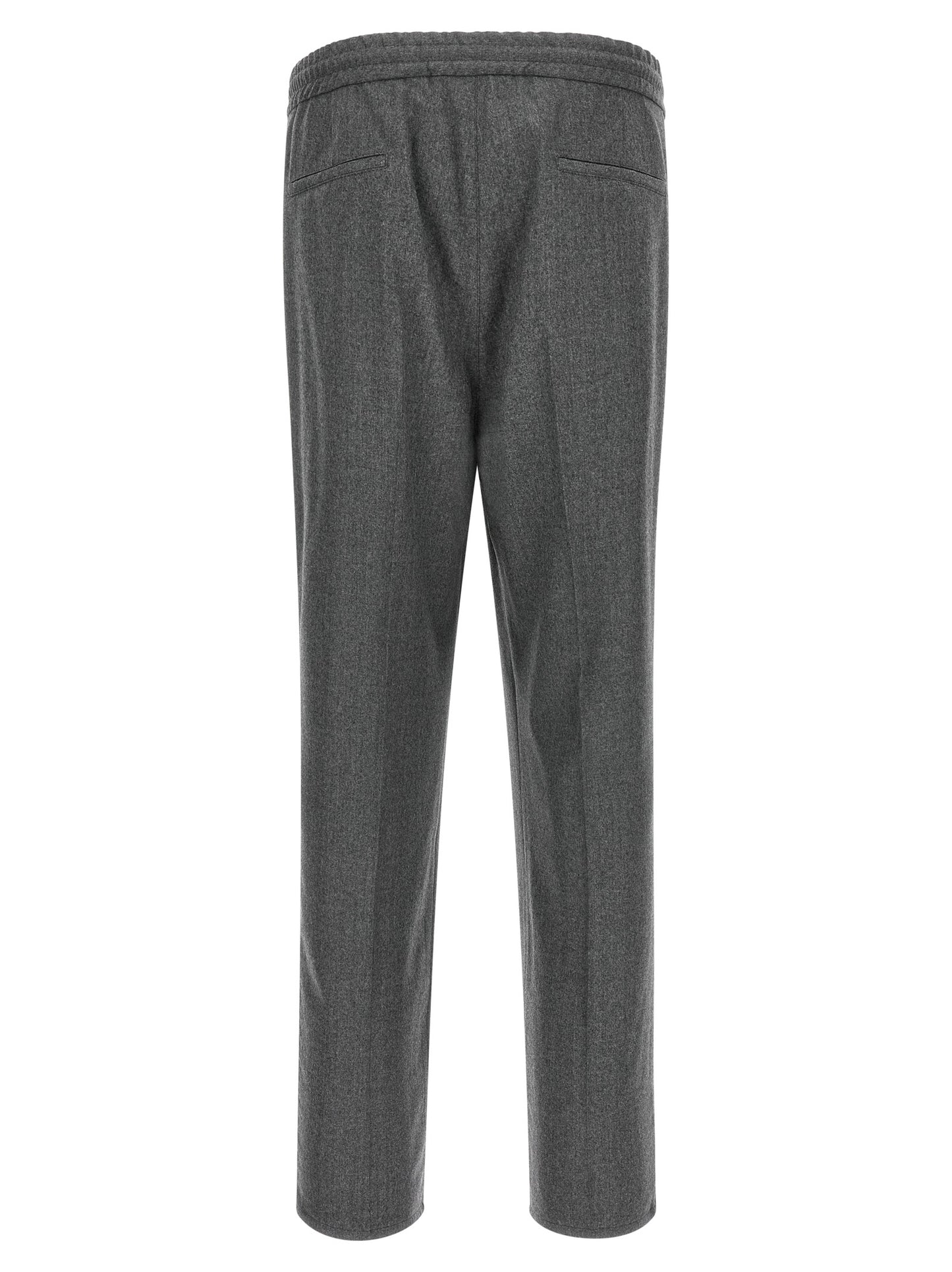 Trousers by Brunello Cucinelli for men in virgin wool & flannel gray features a tailored silhouette with a tailored relaxed-fit, defined by its long and a sophisticated .