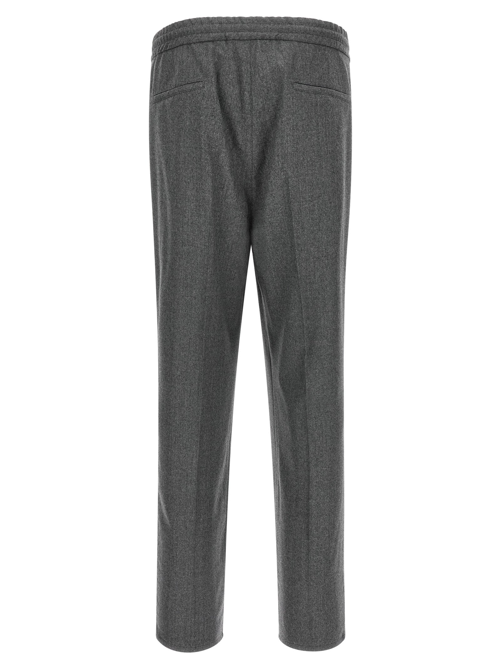 Trousers by Brunello Cucinelli for men in virgin wool & flannel gray features a tailored silhouette with a tailored relaxed-fit, defined by its long and a sophisticated .
