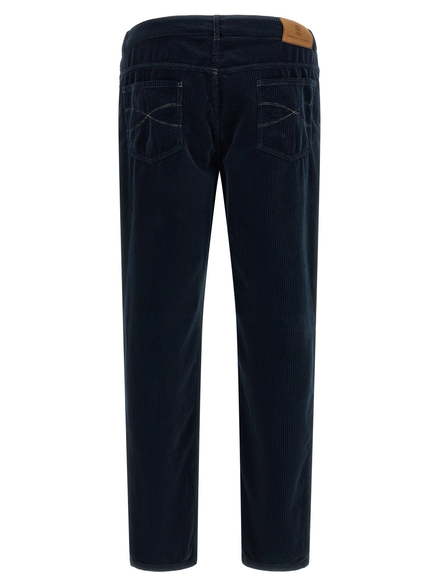 Trousers by Brunello Cucinelli for men in cotton velvet corduroy navy presents a smart silhouette, meticulously detailed with a smart straight-leg, a smart long, and a smart .