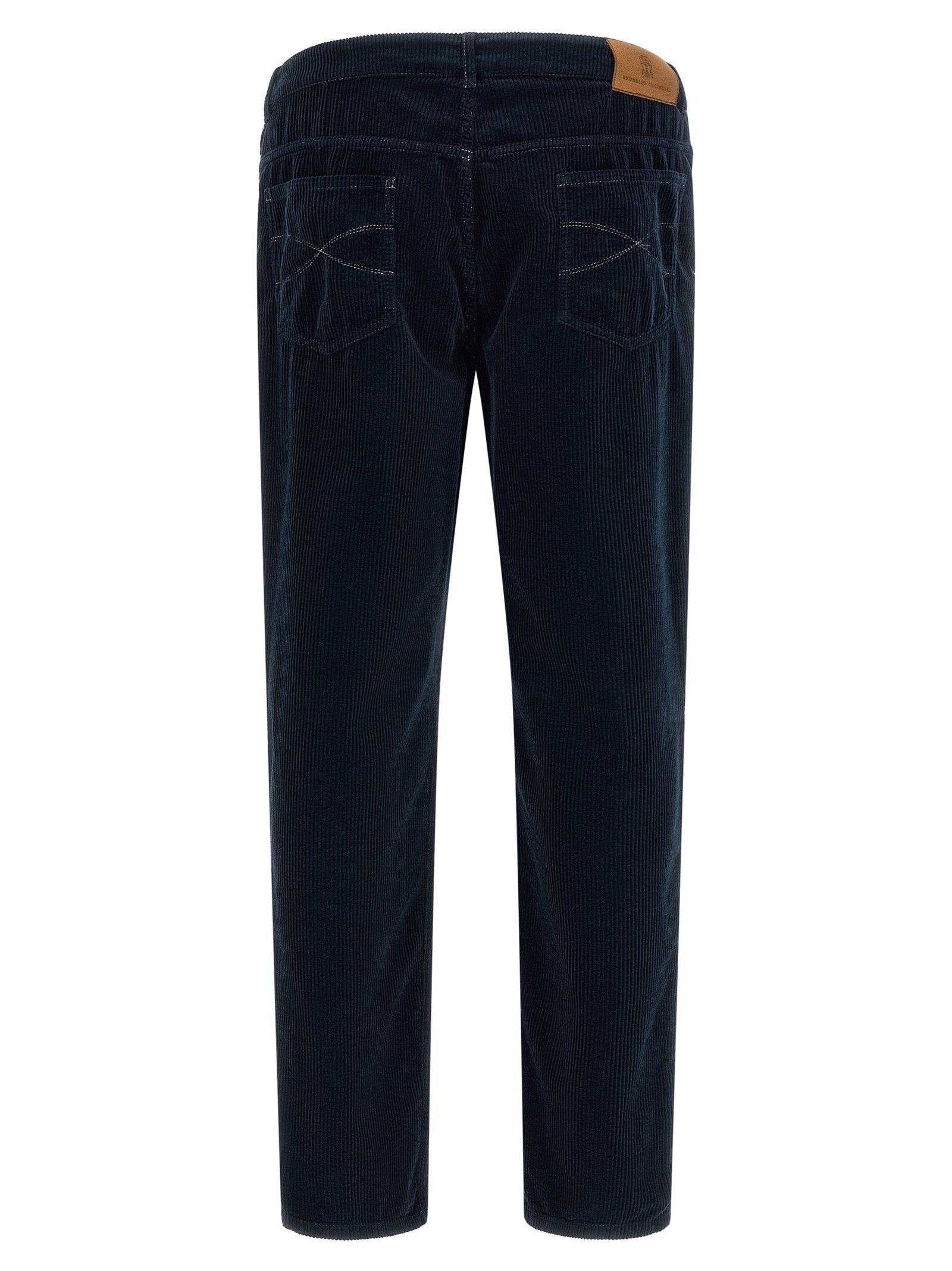 Trousers by Brunello Cucinelli for men in cotton velvet corduroy navy presents a smart silhouette, meticulously detailed with a smart straight-leg, a smart long, and a smart .