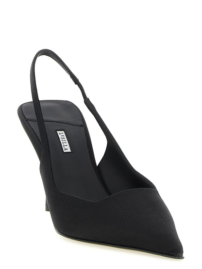 High-Heel Stiletto Slingback Pumps Heels by LE SILLA for women in viscose satin black features a effortlessly chic Women's Viscose Satin High-Heel Stiletto Slingback Pumps Heels design with a sophisticated stiletto high-heel and elegant .