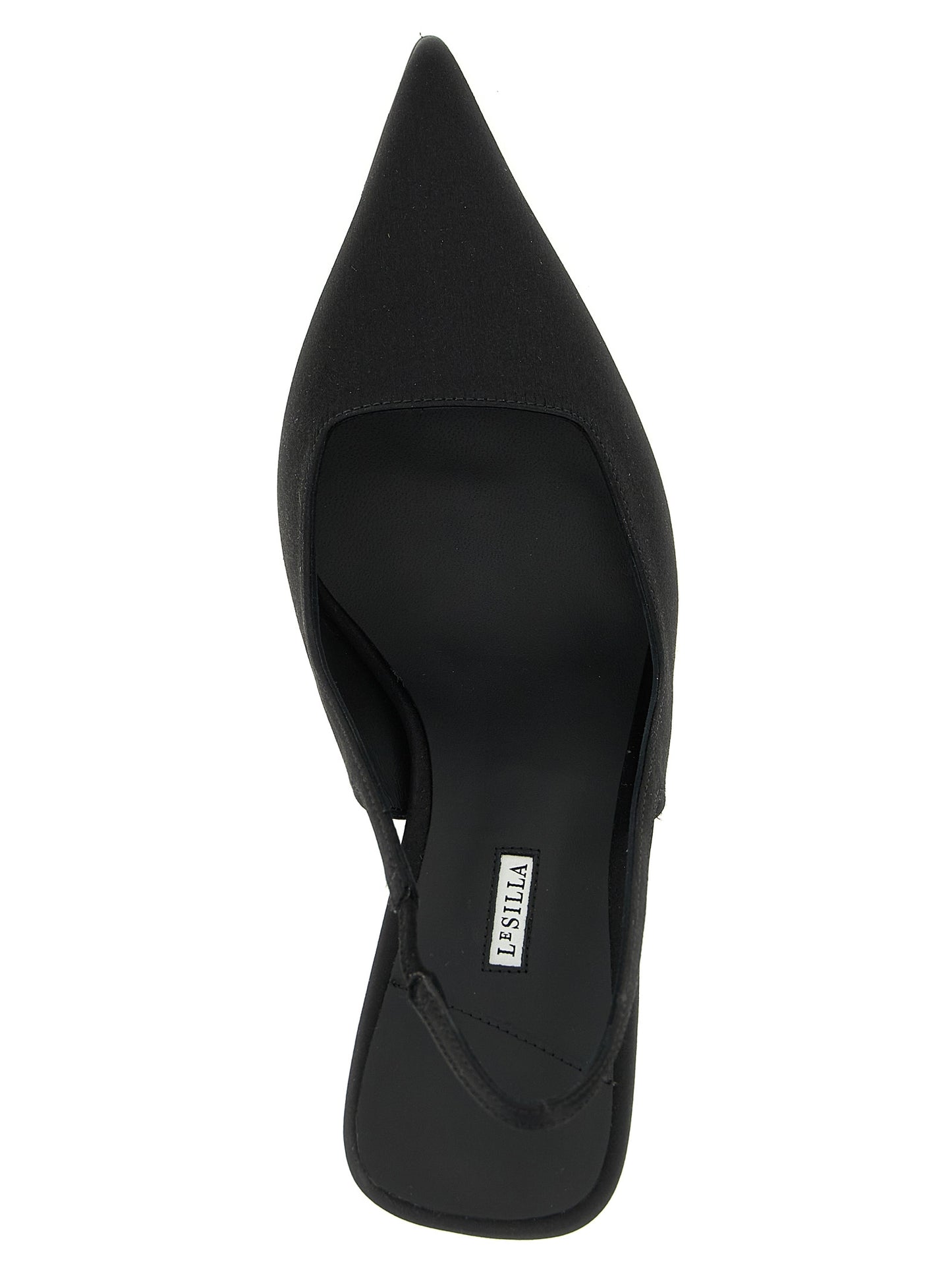 High-Heel Stiletto Slingback Pumps Heels by LE SILLA for women in viscose satin and black showcases a effortlessly elegant silhouette as Women's Viscose Satin High-Heel Stiletto Slingback Pumps Heels, featuring a effortlessly elegant stiletto high-heel and a effortlessly elegant for an elegant look.