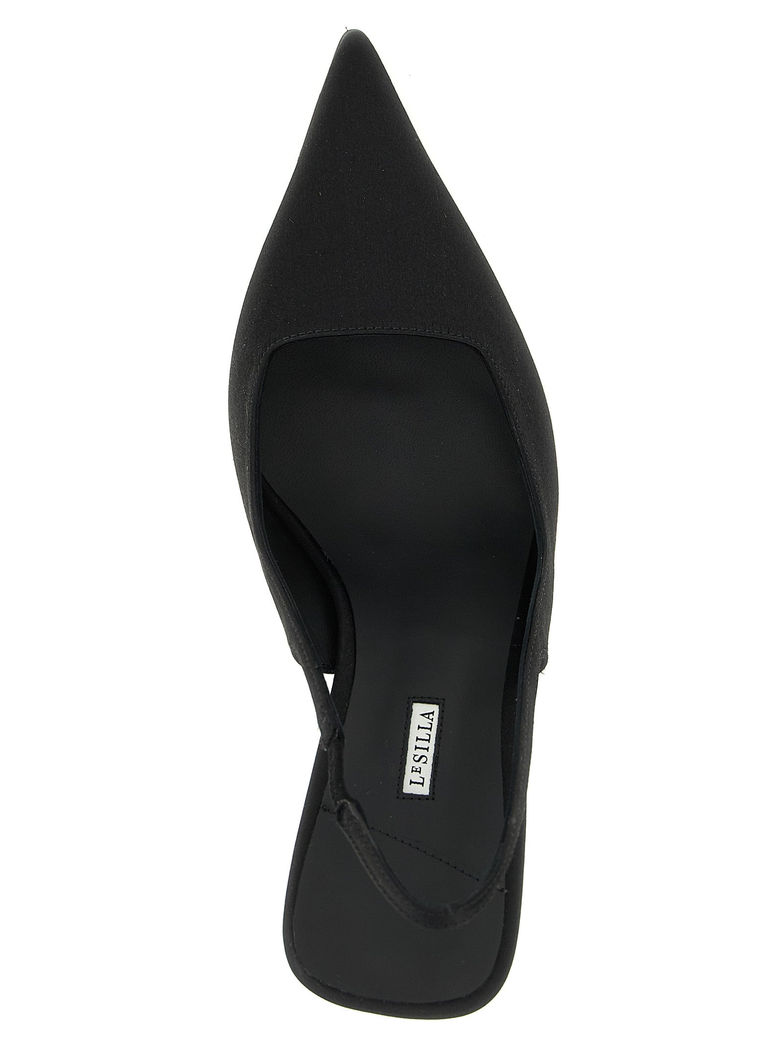 High-Heel Stiletto Slingback Pumps Heels by LE SILLA for women in viscose satin and black showcases a effortlessly elegant silhouette as Women's Viscose Satin High-Heel Stiletto Slingback Pumps Heels, featuring a effortlessly elegant stiletto high-heel and a effortlessly elegant for an elegant look.