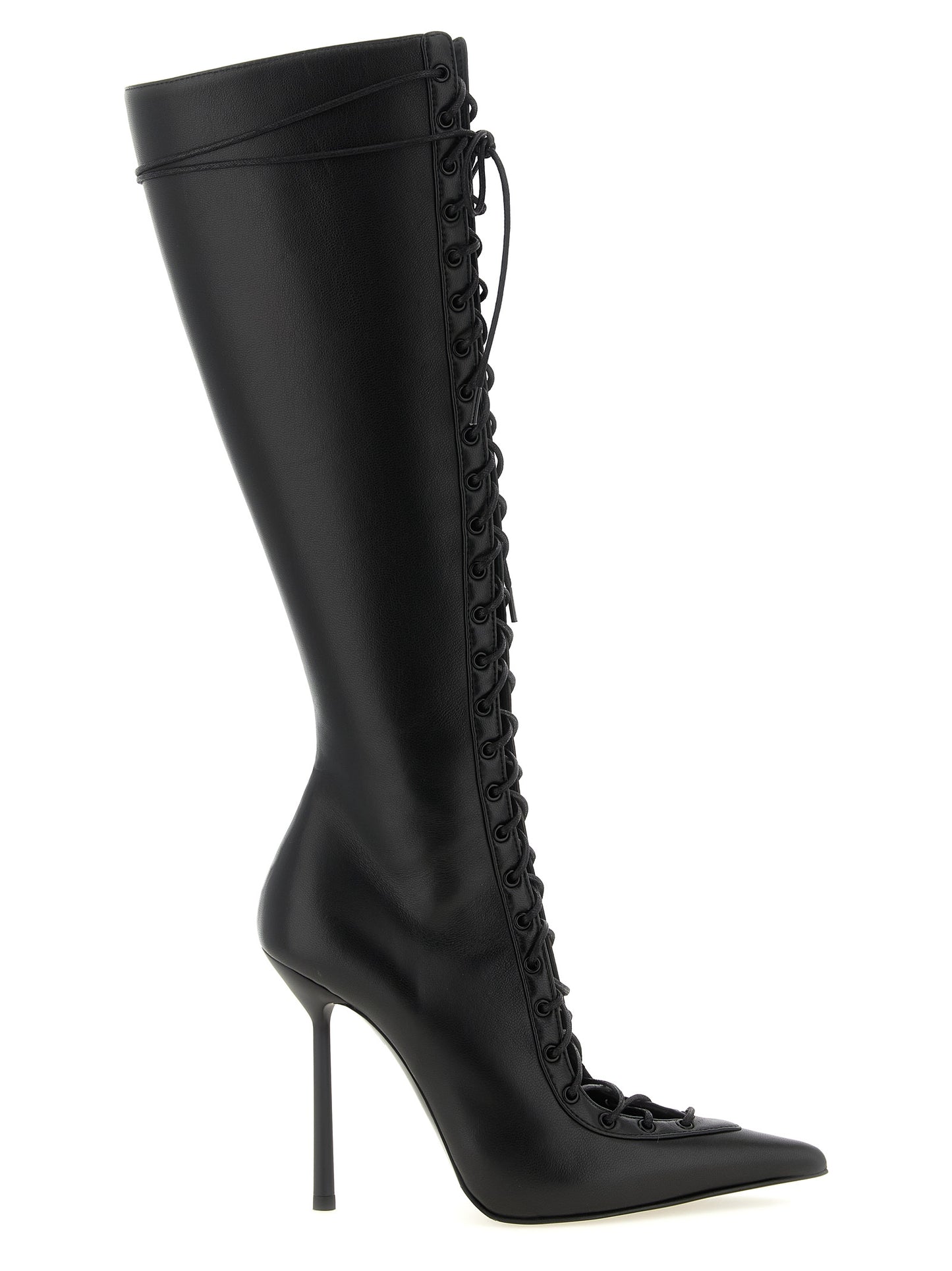 Stiletto High Over-The-Knee Boots by LE SILLA for women in lambskin leather black features an high-performance silhouette, showcasing the sophisticated design of the Women's Lambskin Leather Stiletto High Over-The-Knee Boots with a stiletto and a refined .