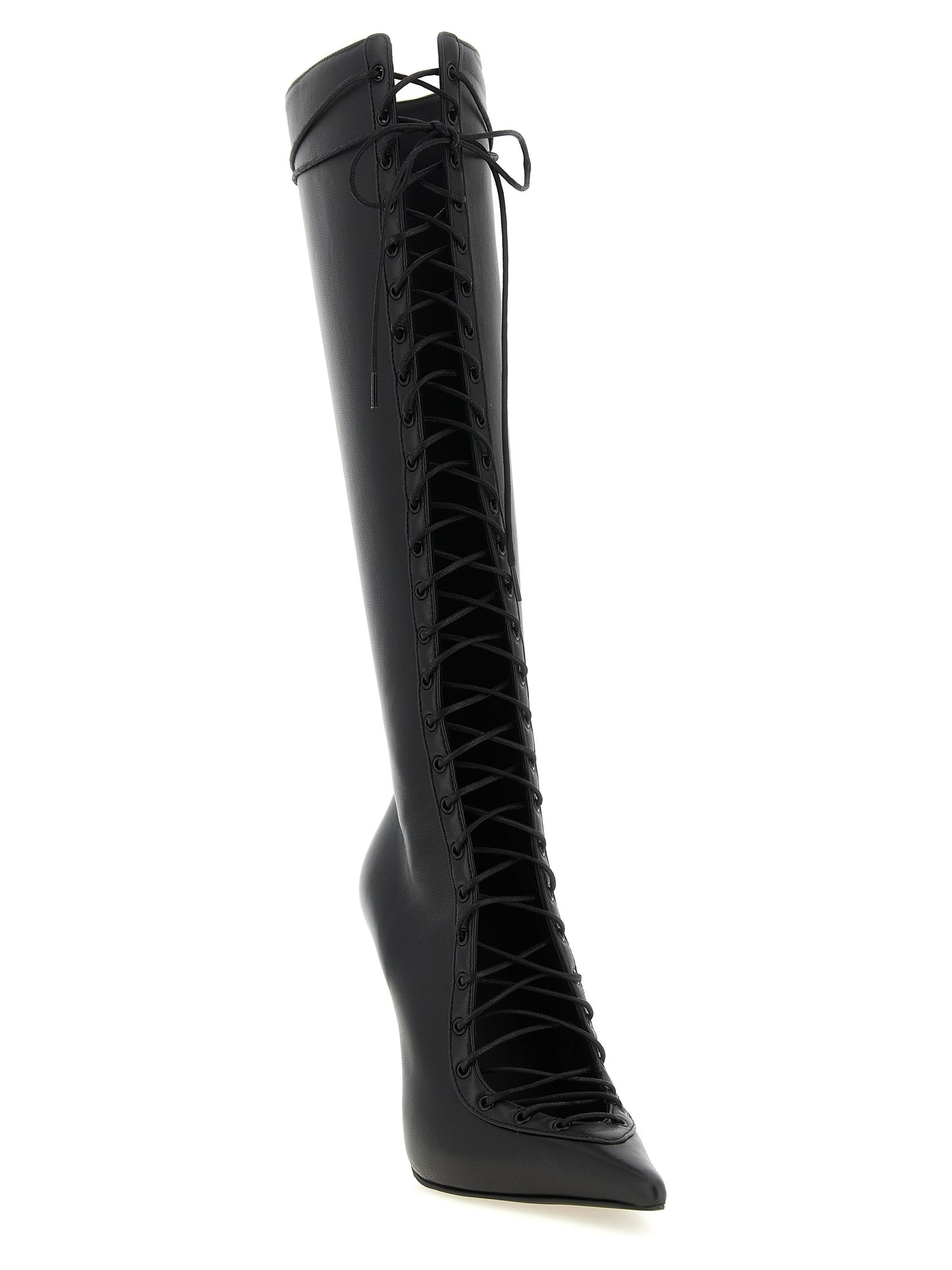 Stiletto High Over-The-Knee Boots by LE SILLA for women in lambskin leather black features an dynamic silhouette, showcasing the dynamic Women's Lambskin Leather Stiletto High Over-The-Knee Boots design with its distinctive stiletto and elegant .