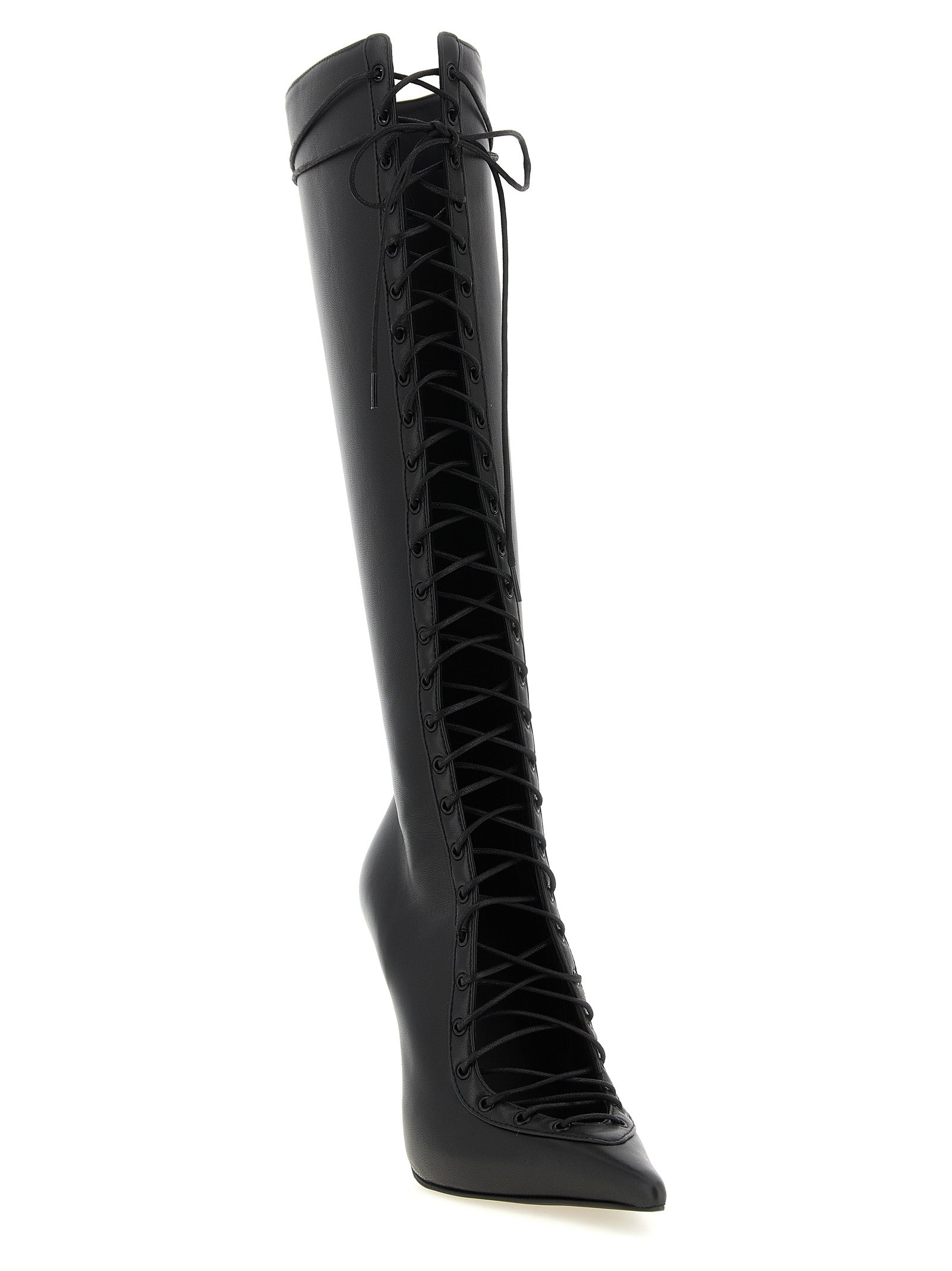 Stiletto High Over-The-Knee Boots by LE SILLA for women in lambskin leather black features an dynamic silhouette, showcasing the dynamic Women's Lambskin Leather Stiletto High Over-The-Knee Boots design with its distinctive stiletto and elegant .
