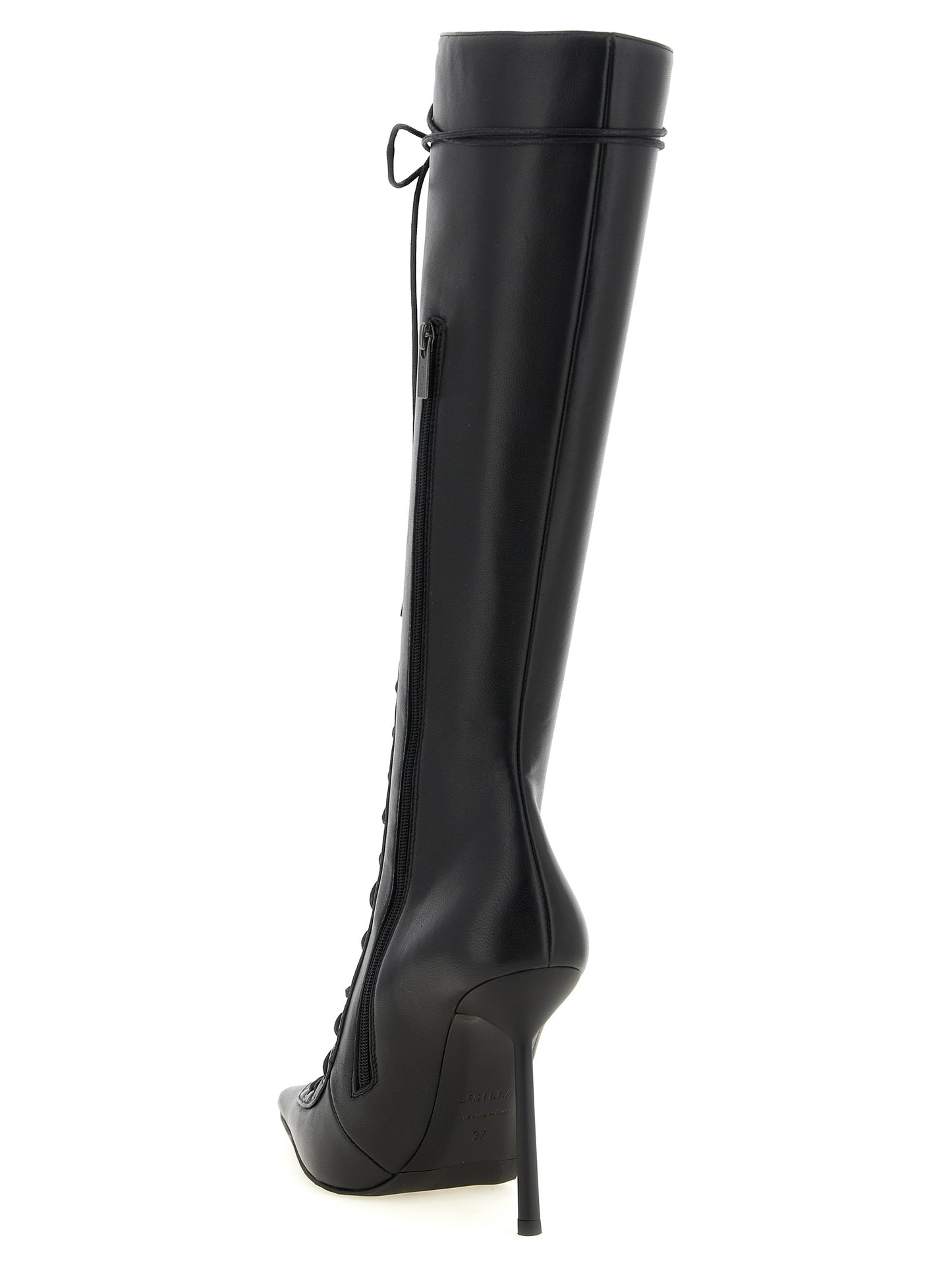 Stiletto High Over-The-Knee Boots by LE SILLA for women in lambskin leather black showcases a ergonomic silhouette from the Women's Lambskin Leather Stiletto High Over-The-Knee Boots collection, featuring a ergonomic stiletto and a ergonomic .