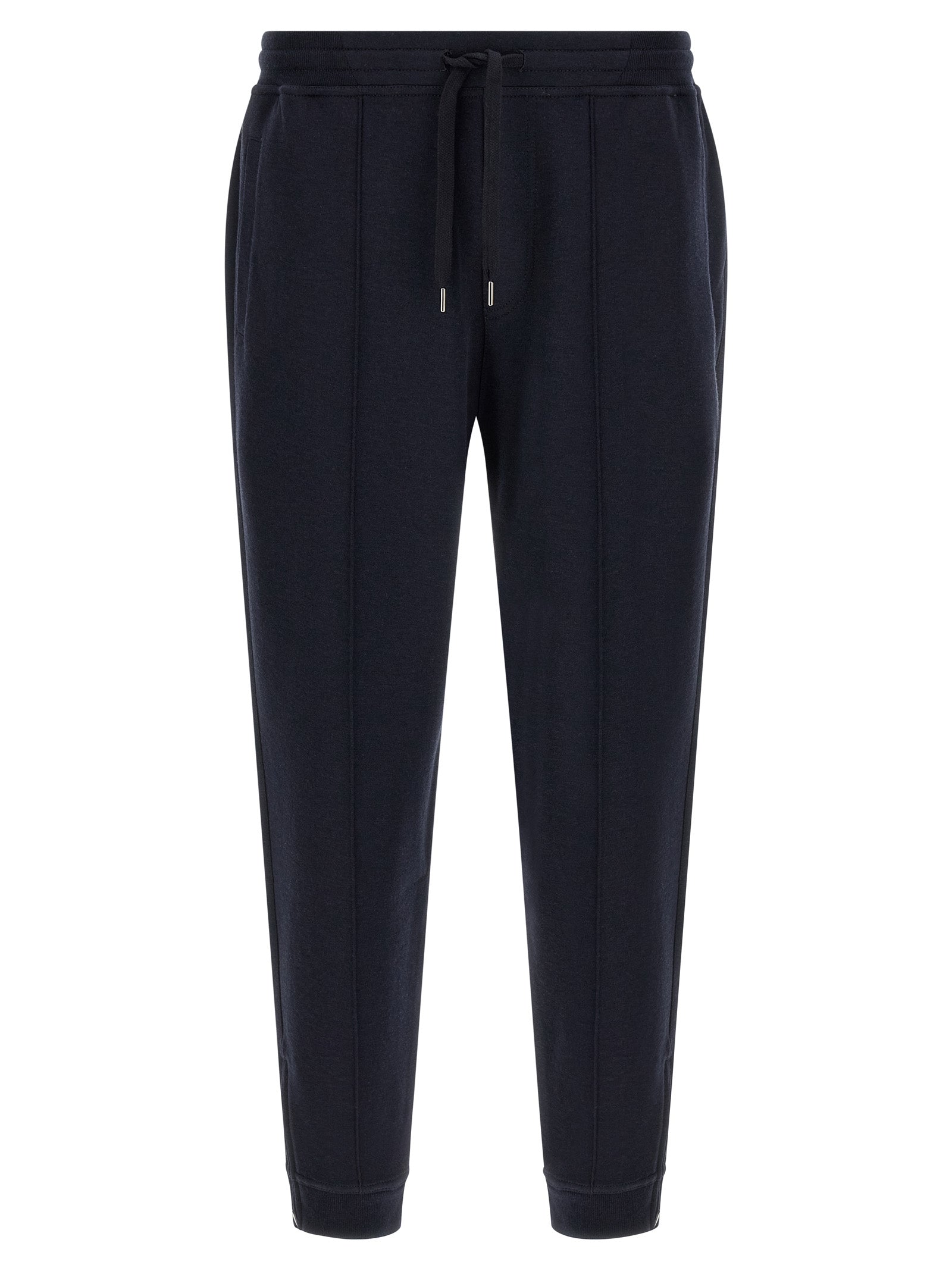 Joggers by Brunello Cucinelli for men in cashmere & silk blue presents a refined pantology silhouette, artfully defined by a refined pantology tapered-leg & regular-fit, long, and a sophisticated .