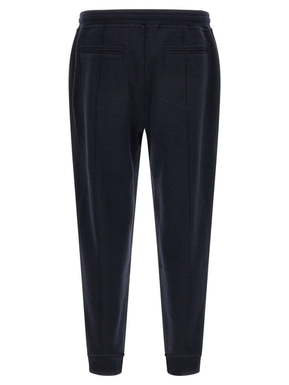 Joggers by Brunello Cucinelli for men in cashmere & silk blue features a refined silhouette with a refined tapered-leg & regular-fit, defined by a and a refined long for a refined finish.