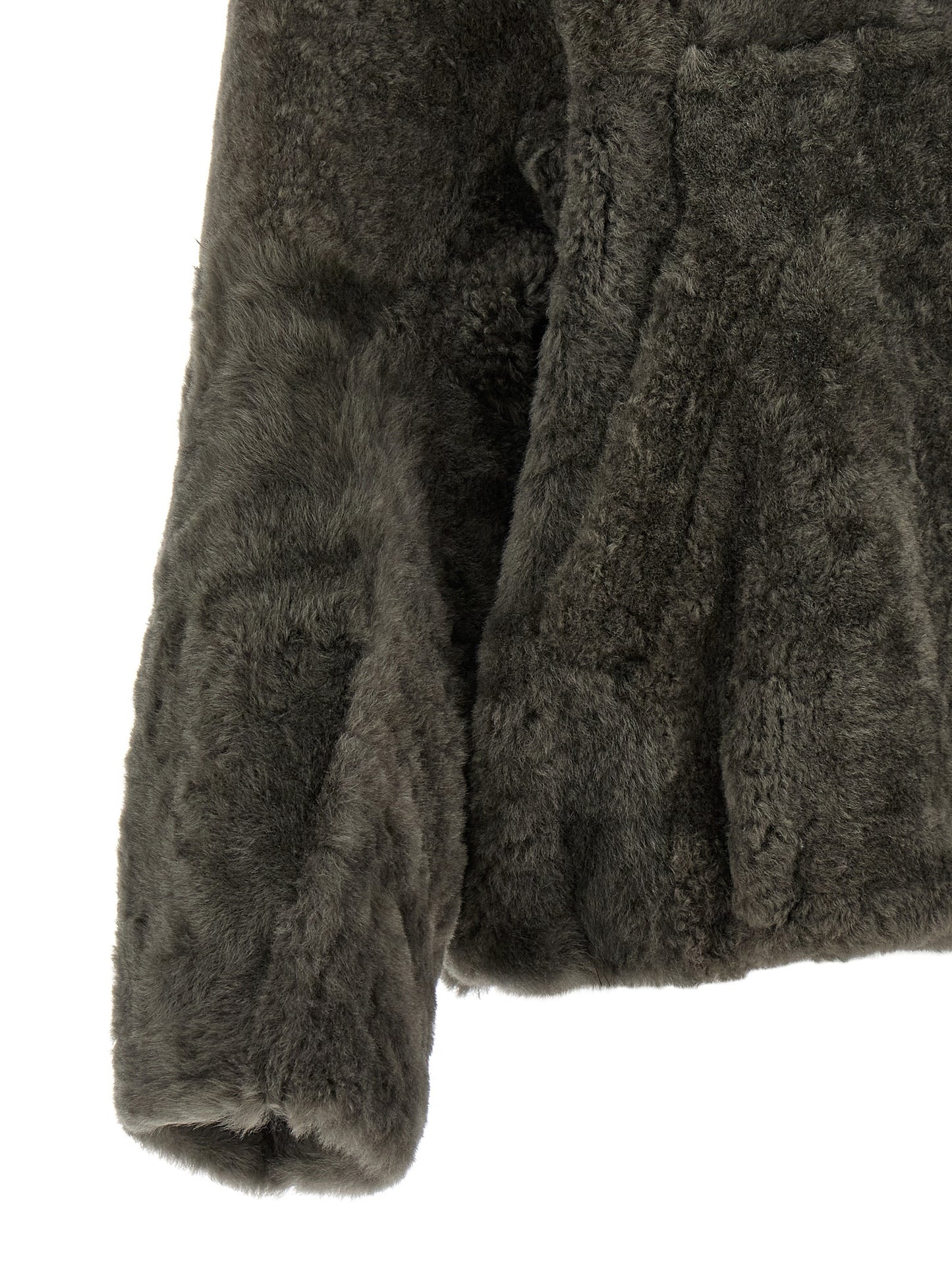 Overcoat by Brunello Cucinelli for women in lambskin leather & lamb shearling fur dark-gray & gray features an satoral silhouette, showcasing a sophisticated and satoral for a premium, timeless look.