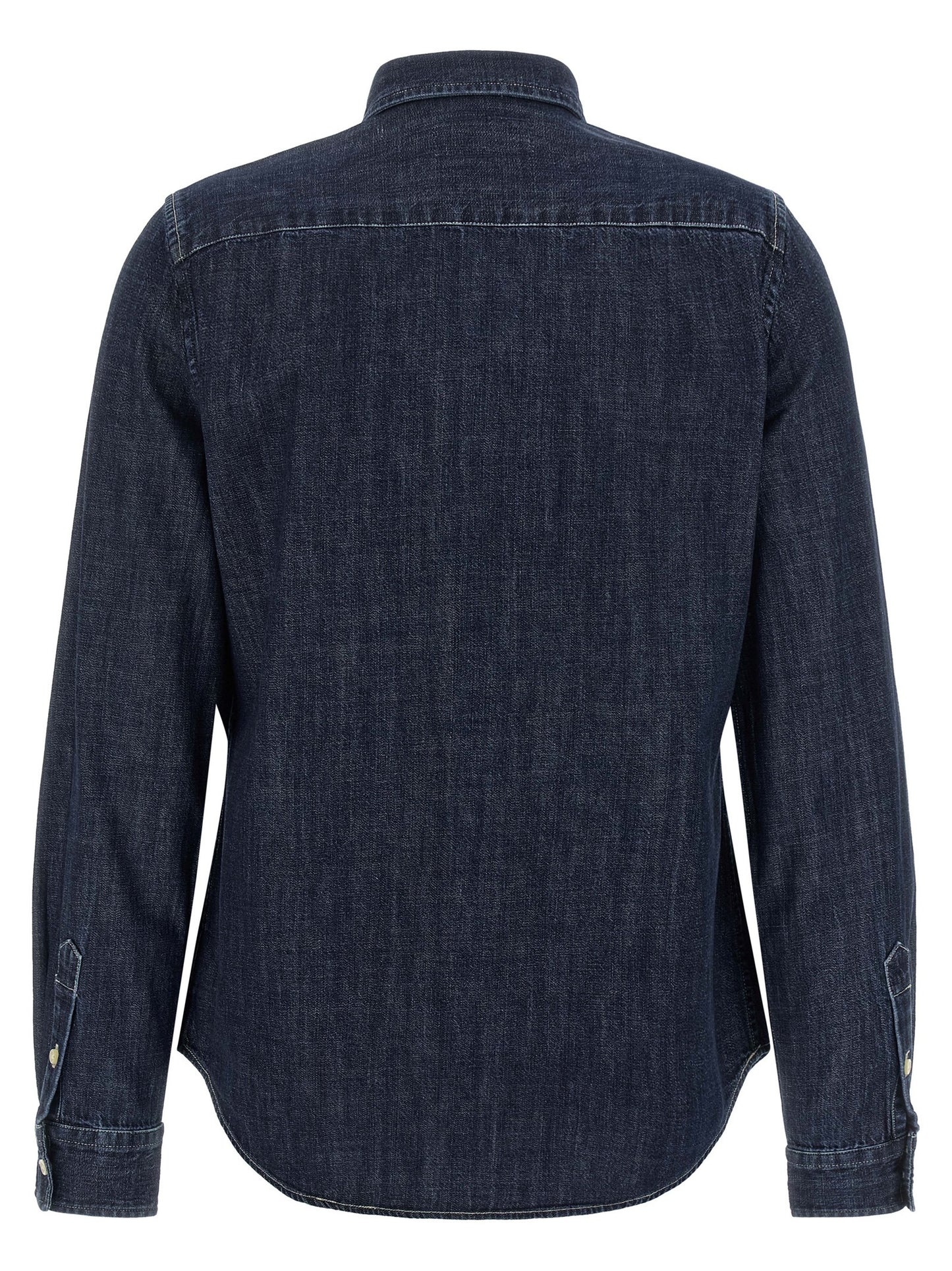 Blouse by Polo Ralph Lauren for women in denim cotton dark-blue & signature showcases a sharp silhouette, elegantly detailed with a sharp and sharp .