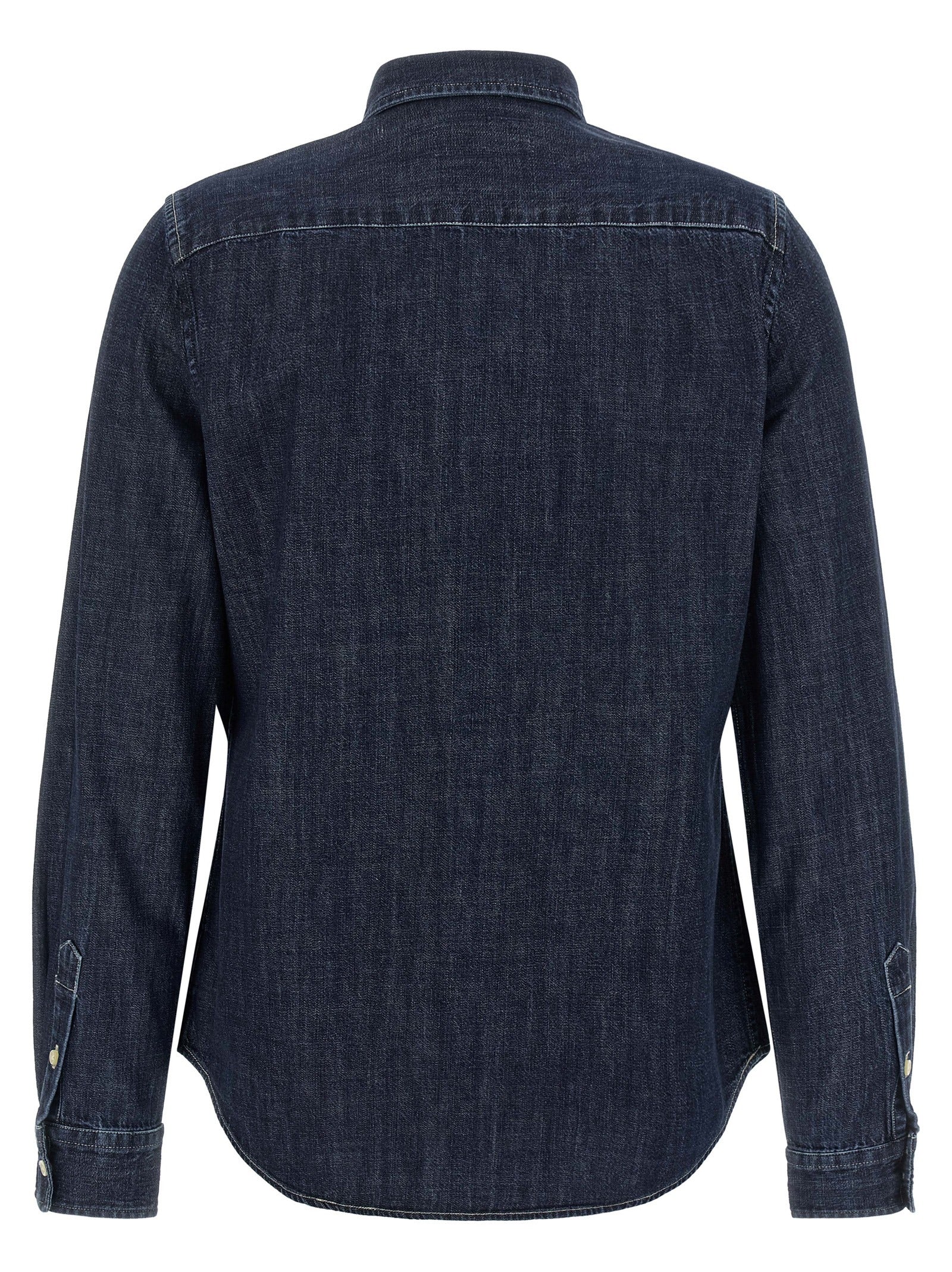 Blouse by Polo Ralph Lauren for women in denim cotton dark-blue & signature showcases a sharp silhouette, elegantly detailed with a sharp and sharp .