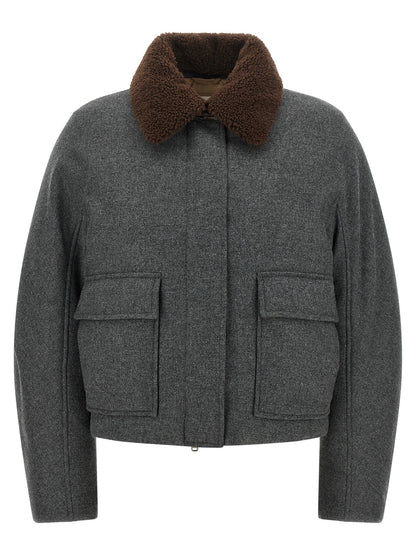 Overcoat by Brunello Cucinelli for women in virgin cashmere wool & leather brown & dark-gray features a cosy chic silhouette, artfully detailed with a sophisticated shirt-collar neckline and premium thermal & pockets for a cosy chic finish.