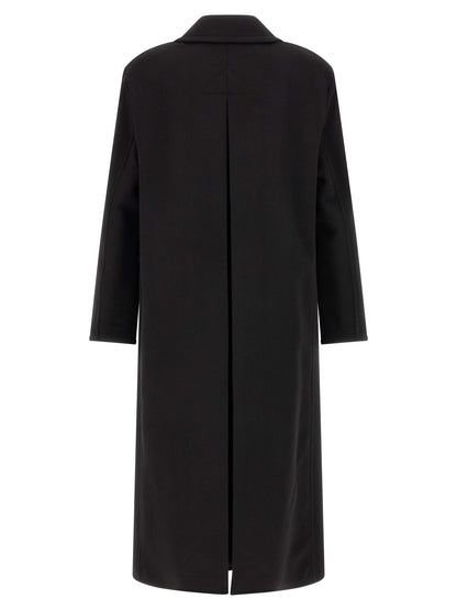 Overcoat by Tom Ford for men in cashmere virgin wool black features a cosy chic silhouette, artfully detailed with a sophisticated split neckline and premium pockets for a cosy chic finish.
