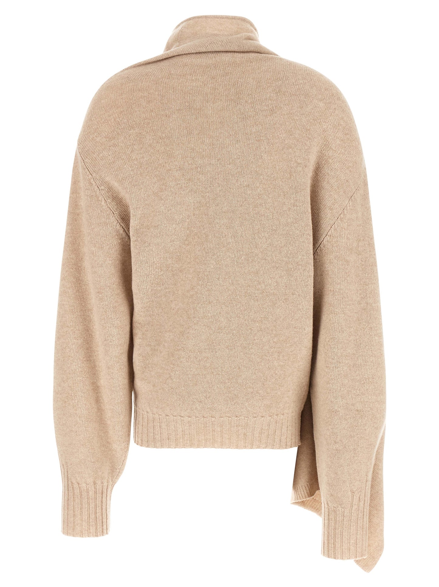 Cardigan by The Attico for women in virgin cashmere wool beige presents a textural silhouette, artfully finished with a textural and for a sophisticated, textural look.