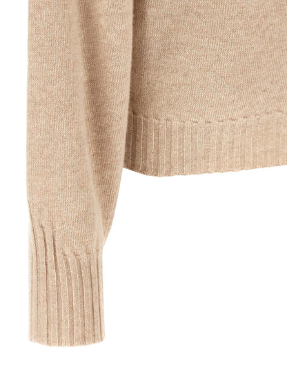 Cardigan by The Attico for women in virgin cashmere wool beige showcases a luxurious silhouette, meticulously detailed with a sophisticated and for a refined finish.