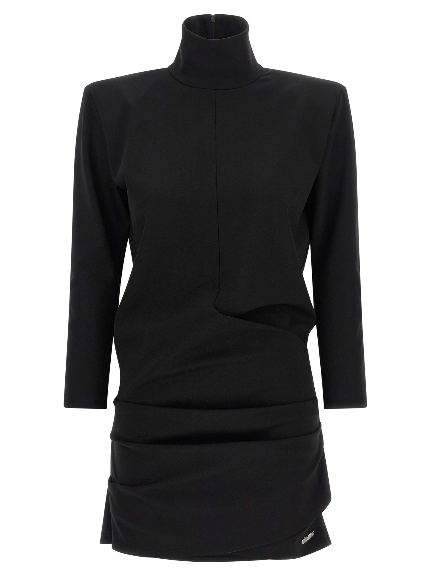 Dress by The Attico for women in viscose black features an magnificent silhouette, artfully detailed with a magnificent wrap high-neck neckline and long-sleeve that flows into an magnificent short mini.