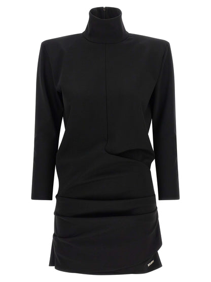 Dress by The Attico for women in viscose black features an magnificent silhouette, artfully detailed with a magnificent wrap high-neck neckline and long-sleeve that flows into an magnificent short mini.