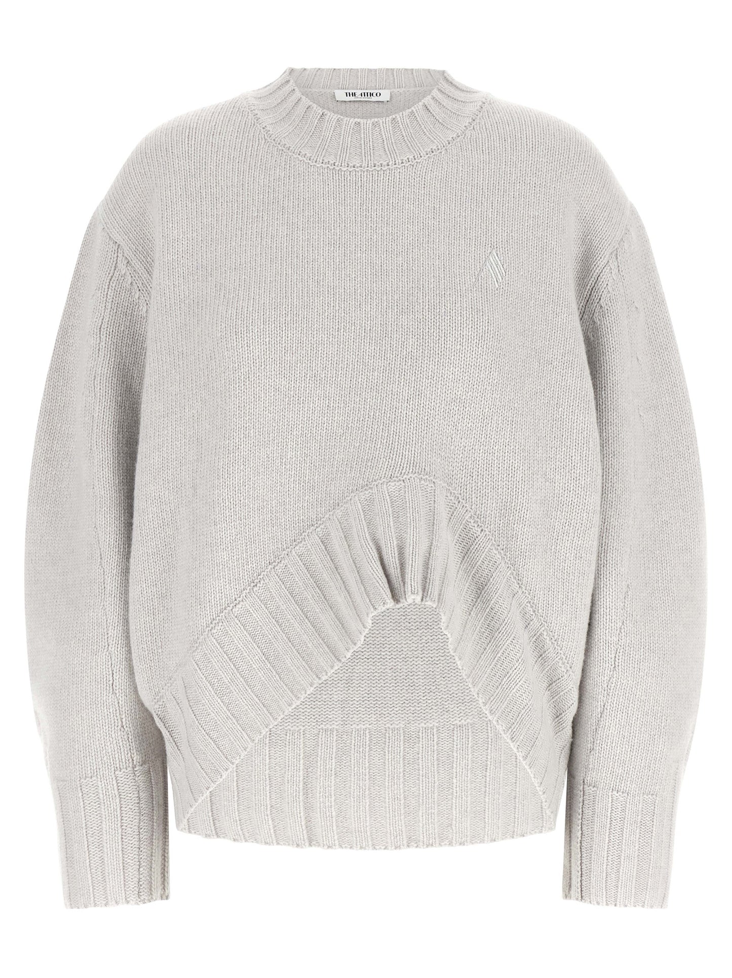Cardigan by The Attico for women in cashmere virgin wool gray features an impeccable silhouette, showcasing a sophisticated crew neckline and detail for a truly impeccable finish.