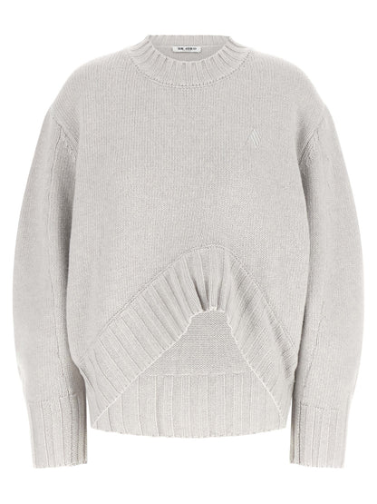 Cardigan by The Attico for women in cashmere virgin wool gray features an impeccable silhouette, showcasing a sophisticated crew neckline and detail for a truly impeccable finish.