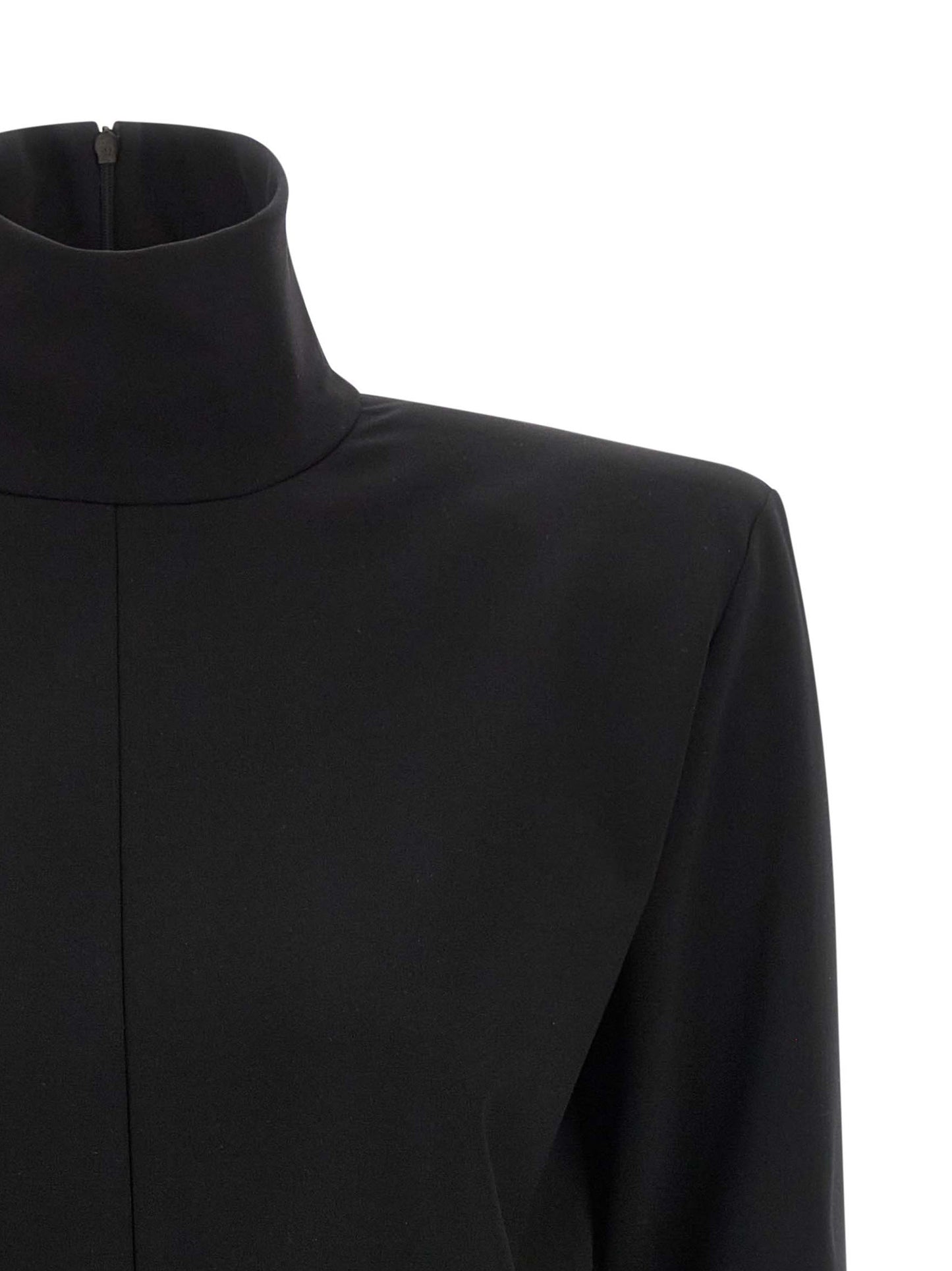 Dress by The Attico for women in viscose black features an sultry silhouette defined by a wrap high-neck neckline and , falling to an sultry short mini for a sultry look.