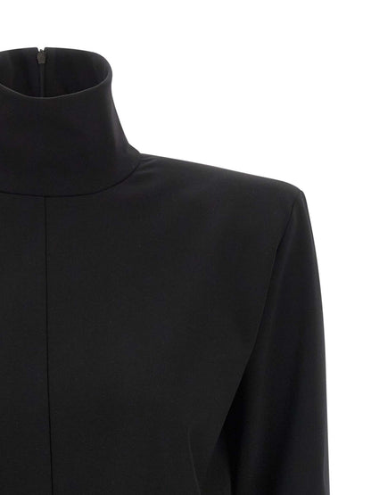 Dress by The Attico for women in viscose black features an sultry silhouette defined by a wrap high-neck neckline and , falling to an sultry short mini for a sultry look.