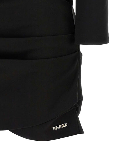 Dress by The Attico for women in viscose black features an eye catching silhouette with a sophisticated , elegant , and a refined short mini for a eye catching aesthetic.