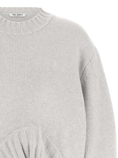 Cardigan by The Attico for women in cashmere virgin wool gray presents a textural silhouette, artfully finished with a textural crew neckline and for a sophisticated, textural look.