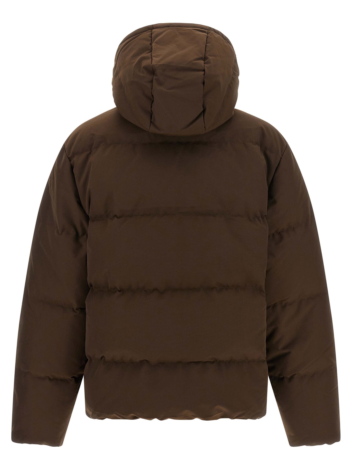 Hooded Puffer Jacket by Polo Ralph Lauren for women in polyester & duck down brown showcases a bohemian silhouette, artfully detailed with a bohemian hooded neckline and signature pockets, hooded & insulated for a truly bohemian finish.