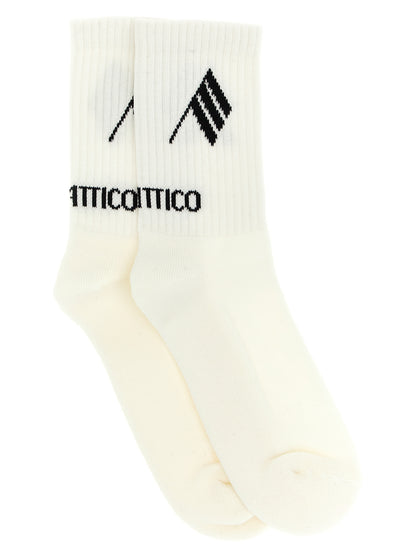 The Attico Women's Cotton Socks - Bicolour Black Cream