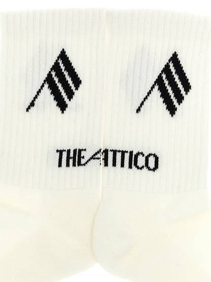 The Attico Women's Cotton Socks - Bicolour Black Cream