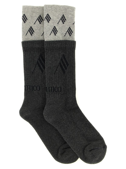 Socks by The Attico for women in cotton dark-gray, gray, light-grey & patterned features a nuanced silhouette, showcasing the nuanced Women's Cotton Socks design with a refined, premium finish.
