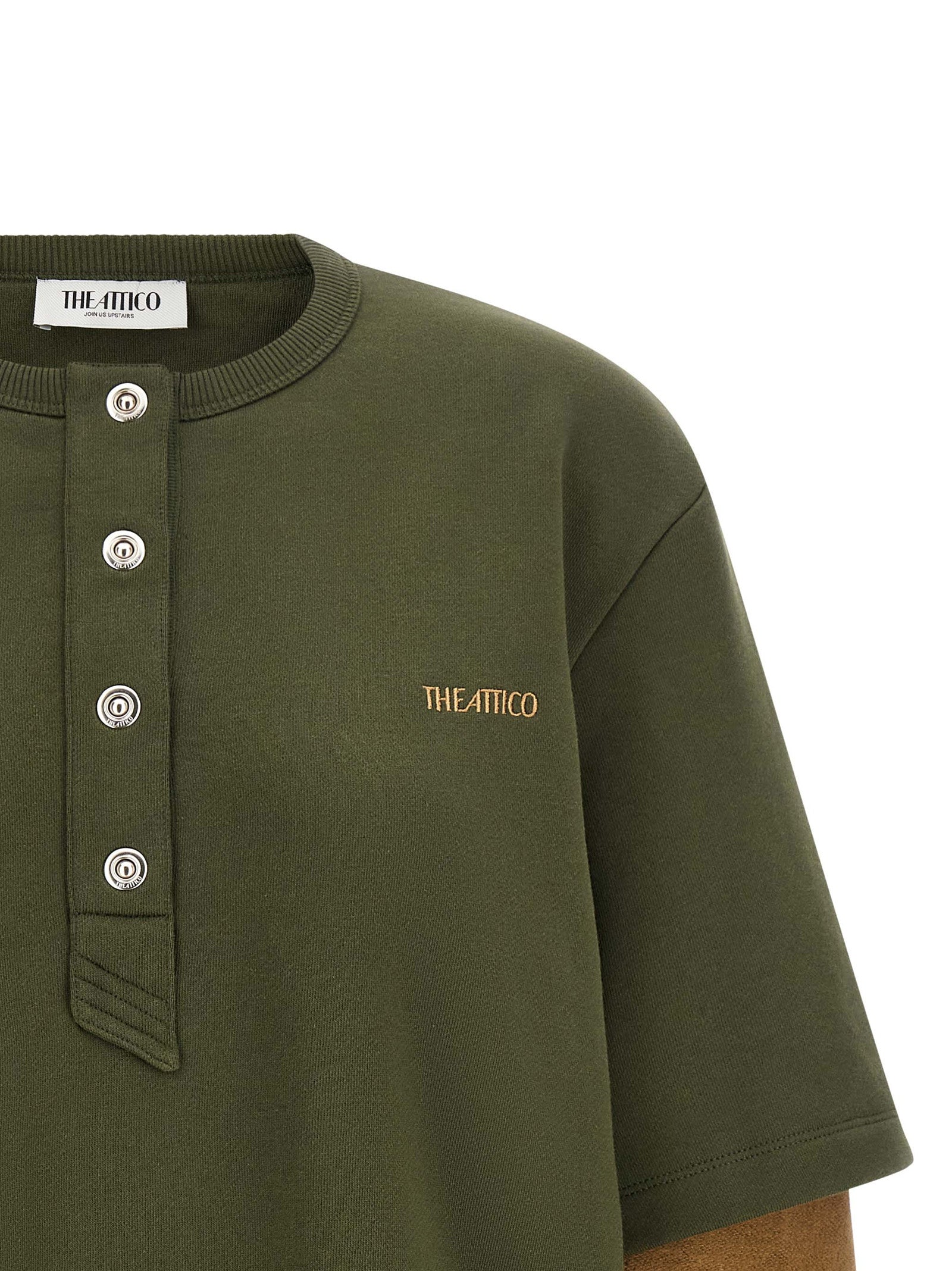 Activewear Sweatshirt by The Attico for women in cotton bicolour, camel, green, olive & silver presents a sporty silhouette, showcasing a sophisticated and detailed with premium for a sporty finish.