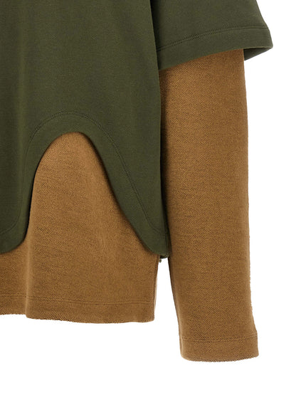 Activewear Sweatshirt by The Attico for women in cotton bicolour, camel, green, olive & silver presents a dynamic silhouette, featuring a dynamic and detailed with functional .