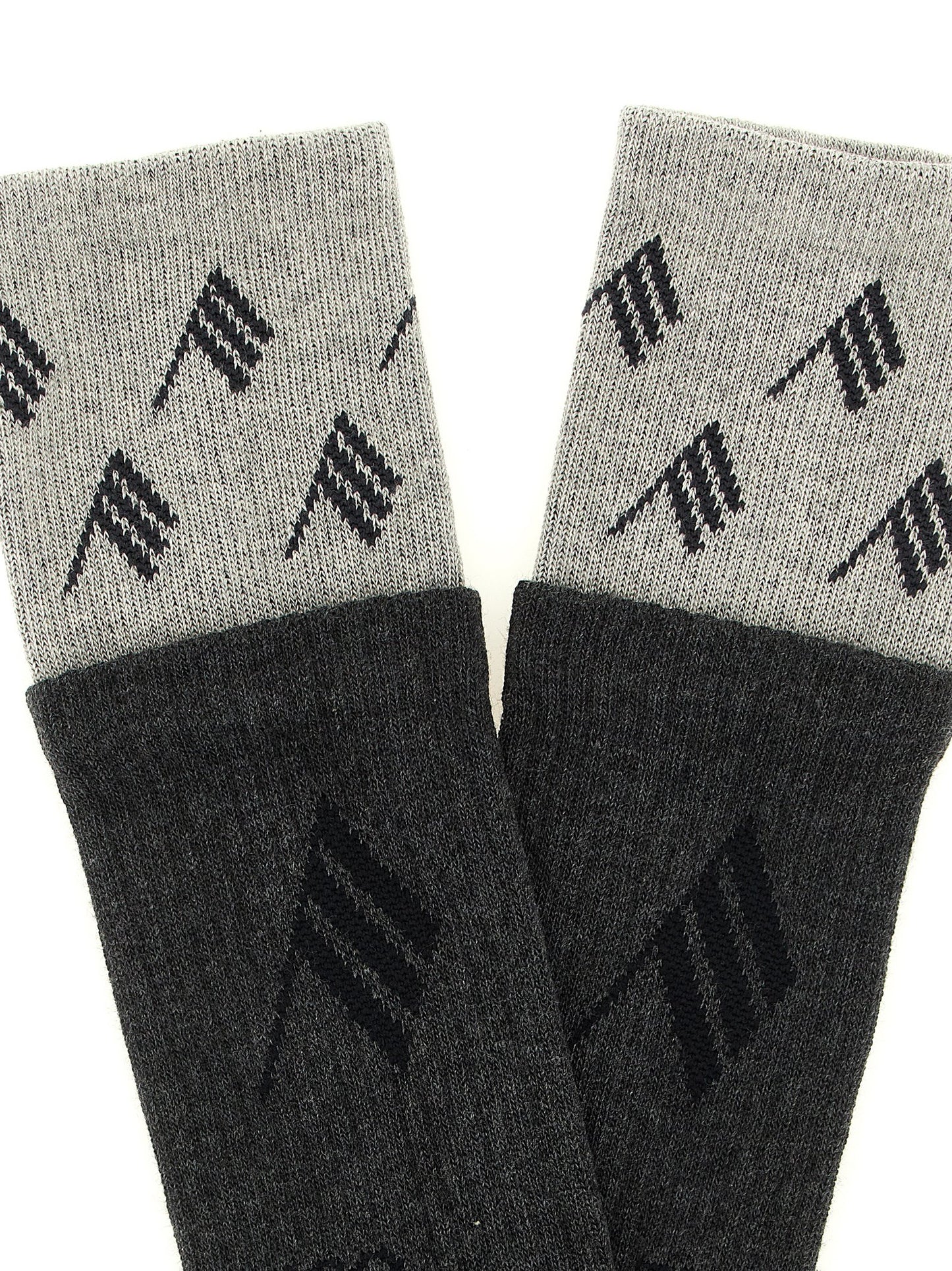 Socks by The Attico for women in cotton dark-gray, gray, light-grey & patterned presents a perennial silhouette, artfully capturing the refined essence of the perennial Women's Cotton Socks design with a perennial finish.