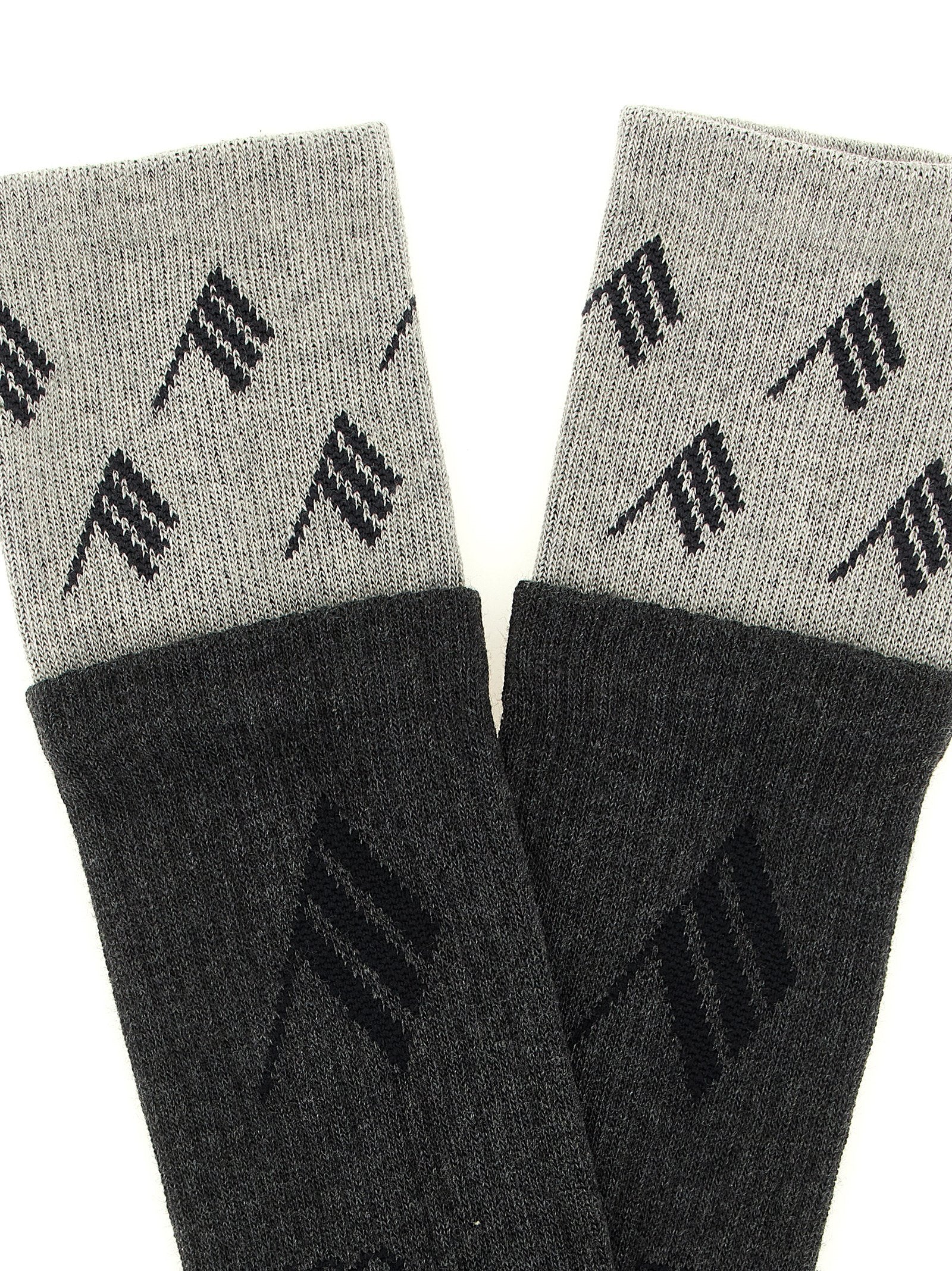 Socks by The Attico for women in cotton dark-gray, gray, light-grey & patterned presents a perennial silhouette, artfully capturing the refined essence of the perennial Women's Cotton Socks design with a perennial finish.