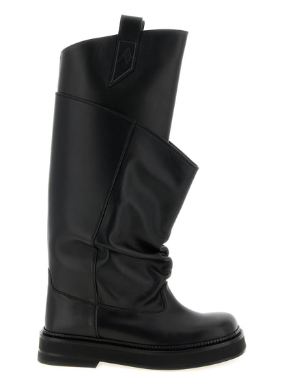 Over-The-Knee Boots by The Attico for women in calfskin leather black features an enchanting design from the Women's Calfskin Leather Over-The-Knee Boots collection, highlighting a enchanting and square toe style for a refined look.