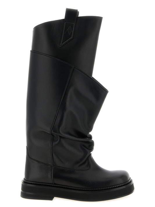 Over-The-Knee Boots by The Attico for women in calfskin leather black features an enchanting design from the Women's Calfskin Leather Over-The-Knee Boots collection, highlighting a enchanting and square toe style for a refined look.