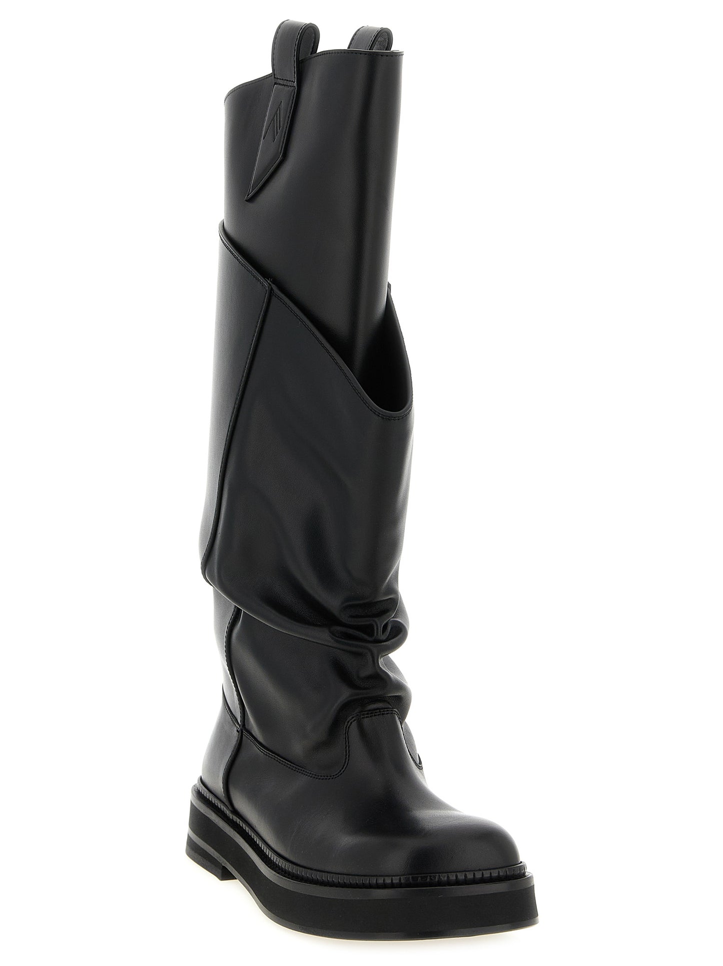 Over-The-Knee Boots by The Attico for women in calfskin leather black showcases a ergonomic silhouette from the Women's Calfskin Leather Over-The-Knee Boots collection, featuring a ergonomic and a ergonomic square toe style.