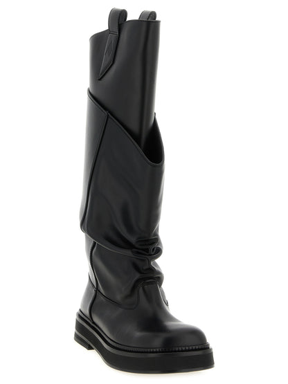 Over-The-Knee Boots by The Attico for women in calfskin leather black showcases a ergonomic silhouette from the Women's Calfskin Leather Over-The-Knee Boots collection, featuring a ergonomic and a ergonomic square toe style.