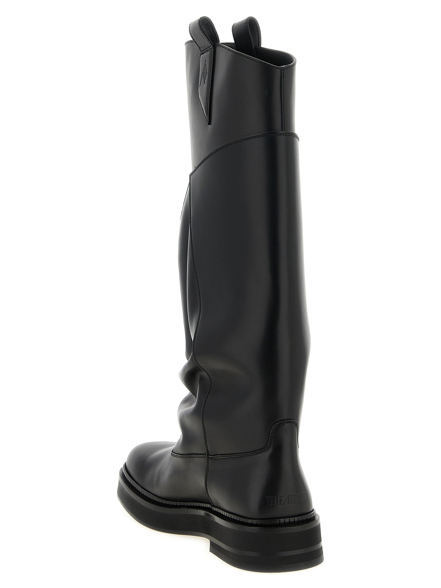 Over-The-Knee Boots by The Attico for women in calfskin leather black features an effortless chic silhouette from the Women's Calfskin Leather Over-The-Knee Boots collection, showcasing a effortless chic and refined square toe style for an effortless chic look.
