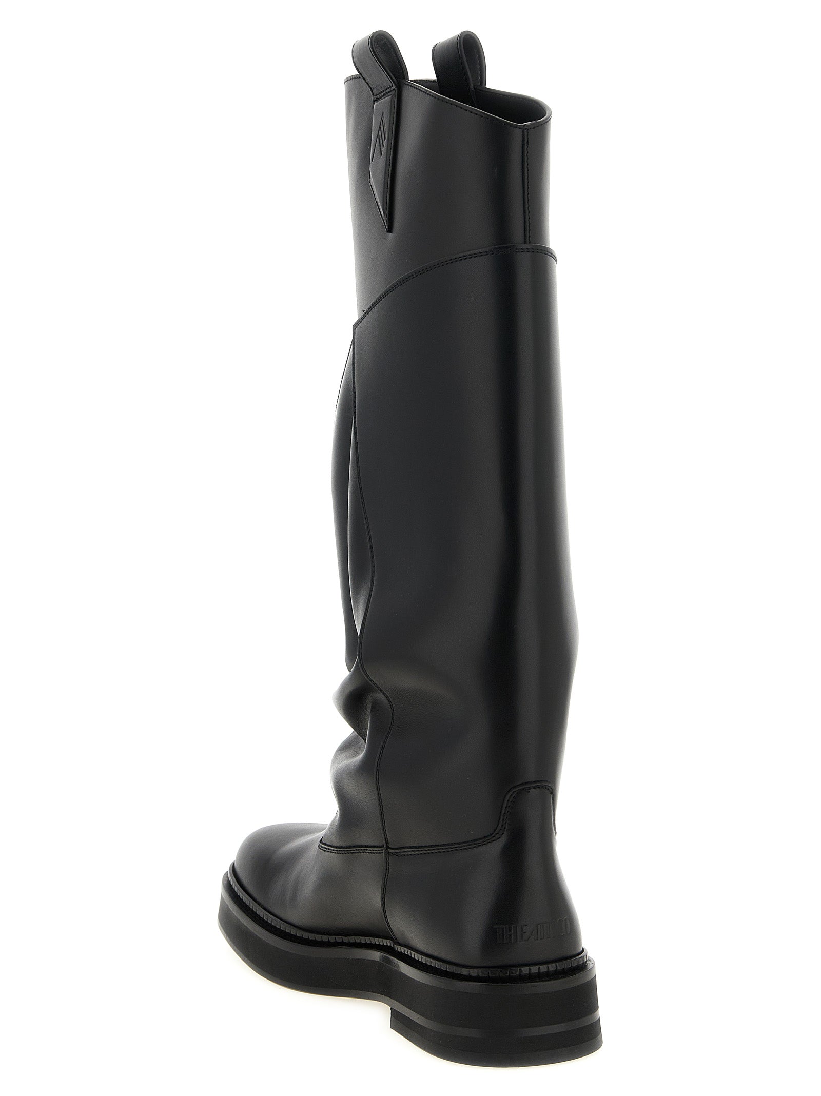 Over-The-Knee Boots by The Attico for women in calfskin leather black features an effortless chic silhouette from the Women's Calfskin Leather Over-The-Knee Boots collection, showcasing a effortless chic and refined square toe style for an effortless chic look.