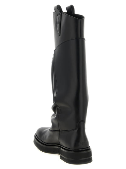 Over-The-Knee Boots by The Attico for women in calfskin leather black features an effortless chic silhouette from the Women's Calfskin Leather Over-The-Knee Boots collection, showcasing a effortless chic and refined square toe style for an effortless chic look.