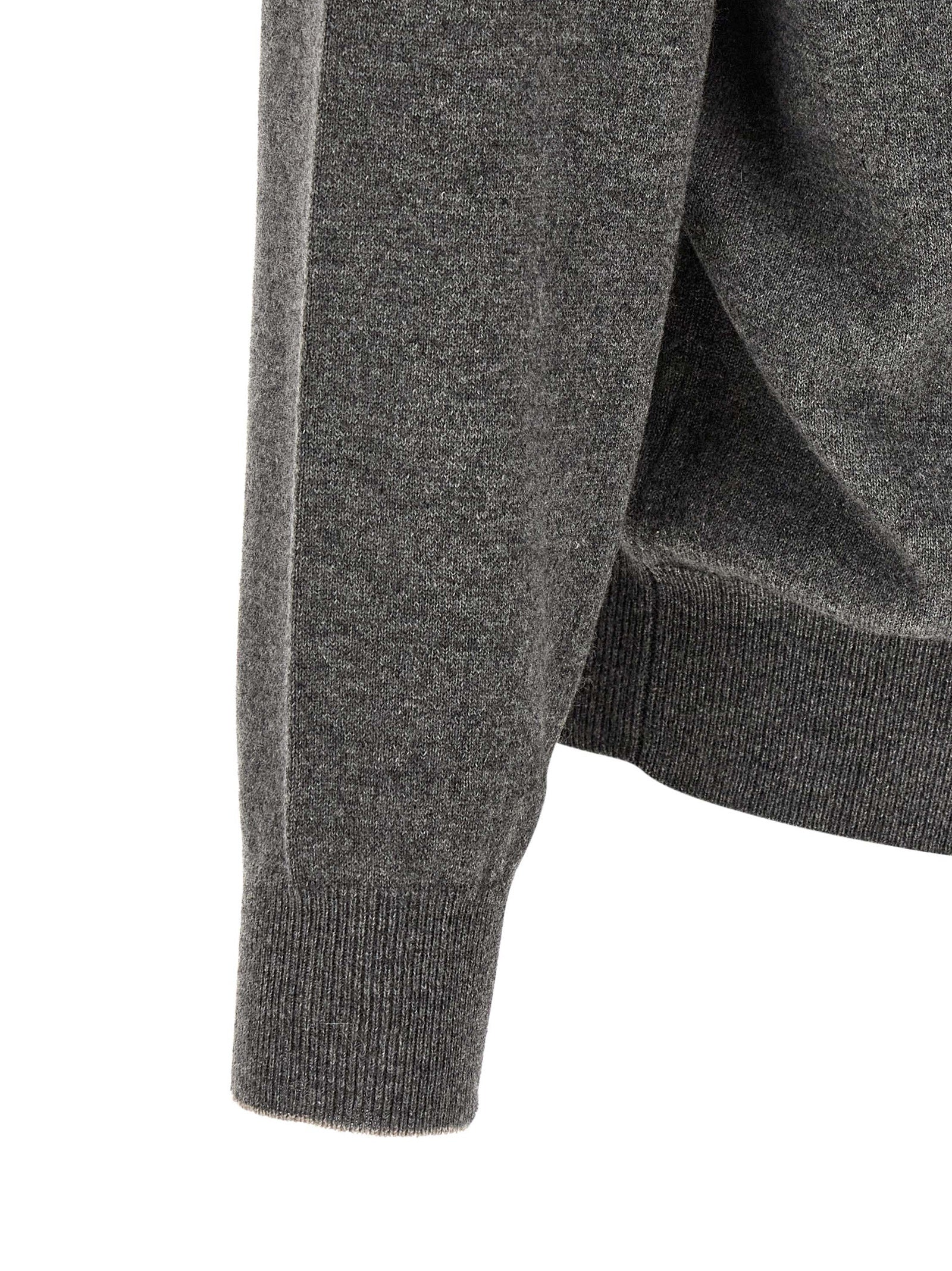 Cardigan by Brunello Cucinelli for men in cashmere gray presents a textural silhouette, artfully finished with a textural high-neck neckline and for a sophisticated, textural look.